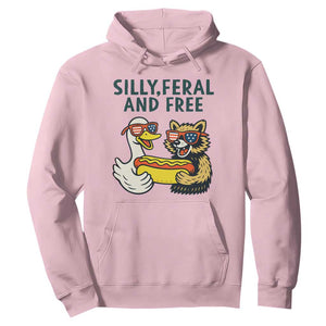 Silly Feral and Free Hoodie Funny Goose and Raccoon 4th of July Patriotic TS02 Light Pink Print Your Wear