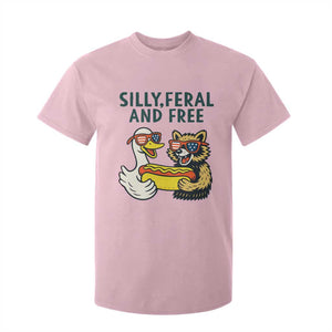 Silly Feral and Free T Shirt For Kid Funny Goose and Raccoon 4th of July Patriotic TS02 Light Pink Print Your Wear