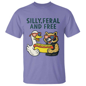 Silly Feral and Free T Shirt Funny Goose and Raccoon 4th of July Patriotic TS02 Violet Print Your Wear