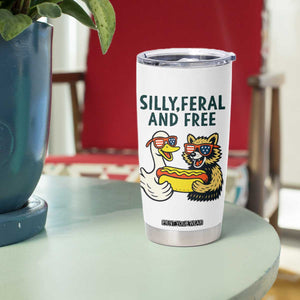 Silly Feral and Free Tumbler Cup Funny Goose and Raccoon 4th of July Patriotic TS02 Print Your Wear