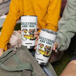 Silly Feral and Free Tumbler Cup Funny Goose and Raccoon 4th of July Patriotic TS02 Print Your Wear