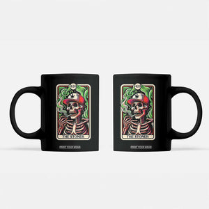 Skeleton 420 The Stoner Coffee Mug Retro Tarot Card Weed Lover Cannabis Trippy Vibes TS02 Black Print Your Wear
