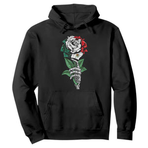 Skeleton Hand Holding Mexico Flag Rose Hoodie Dia De Los Muertos TS10 Black Print Your Wear