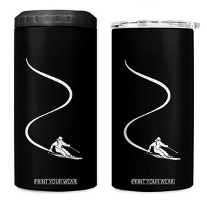 Skiing 4 in 1 Can Cooler Tumbler Skier With Tracks In Deep Powder Snow Freeride Gift TS10 One Size: 16 oz Black Print Your Wear