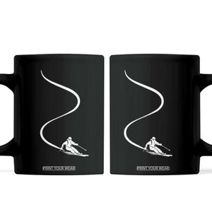 Skiing Coffee Mug Skier With Tracks In Deep Powder Snow Freeride Gift TS10 Black Print Your Wear