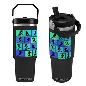 Skiing Flip Straw Tumbler for Skiers Wintersport Ski Snowboard TS10 One Size: 30 oz Black Print Your Wear