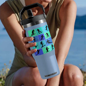 Skiing Flip Straw Tumbler for Skiers Wintersport Ski Snowboard TS10 One Size: 30 oz Light Blue Print Your Wear