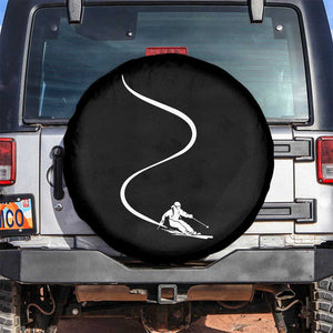 Skiing Spare Tire Cover Skier With Tracks In Deep Powder Snow Freeride Gift TS10 No hole Black Print Your Wear