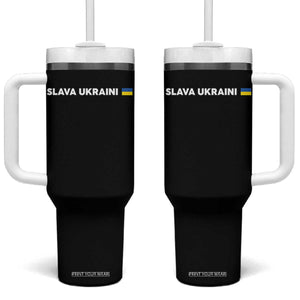 Slava Ukraini Ukraine Flag Tumbler With Handle Ukrainian Pride TS10 One Size: 40 oz Black Print Your Wear