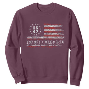 Snarky No Kings In America Sweatshirt No Faux King Way 86 47 US Flag Impeach 47 TS10 Maroon Print Your Wear