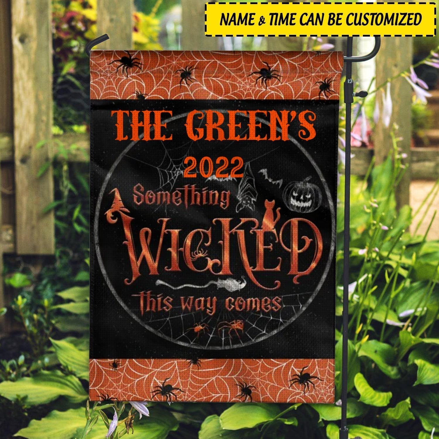 Halloween Flag Personalized Witch Wizard Something Wicked Flag CTM One Size Custom - Printyourwear