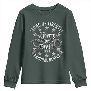 Sons Of Liberty 1776 Original Rebels Liberty Or Death Youth Sweatshirt Patriotic US History TS11 Dark Forest Green Print Your Wear