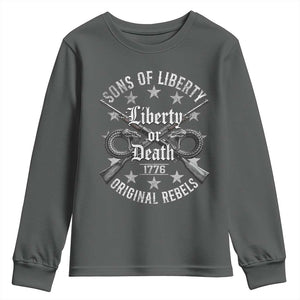 Sons Of Liberty 1776 Original Rebels Liberty Or Death Youth Sweatshirt Patriotic US History TS11 Dark Heather Print Your Wear