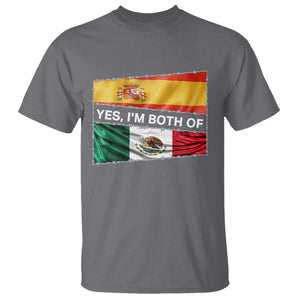 Spain Mexico Heritage Pride T Shirt Yes I'm Both Identity Roots for Hispanics Latinos TS02 Charcoal Print Your Wear