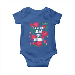 Spanish Latina Mom Baby Onesie La Mejor Mama Del Mundo Mother's Day Flowers TS11 Royal Blue Print Your Wear
