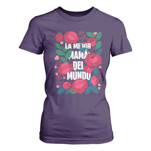 Spanish Latina Mom T Shirt For Women La Mejor Mama Del Mundo Mother's Day Flowers TS11 Purple Print Your Wear
