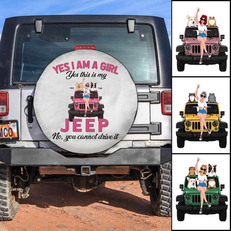 Custom Jeep Tire Cover With Camera Hole, I Am A Girl This Is My Jeep You Cannot Drive It Spare Tire Cover CTM Custom - Printyourwear