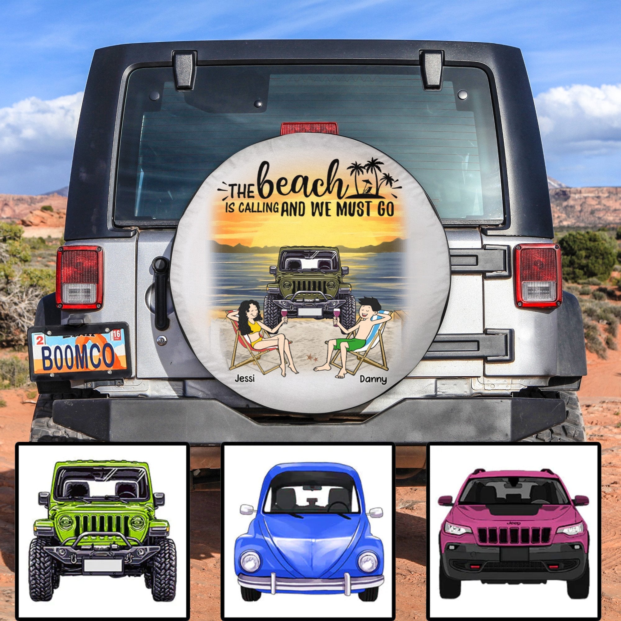 Personalized Jeep Tire Cover, The Beach Is Calling And We Must Go, Gift For Jeep Lovers CTM Custom - Printyourwear