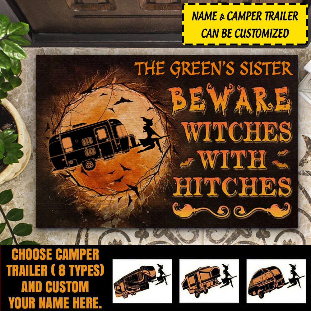 Personalized Halloween Decor Witch Wizard Halloween Spell Witches With Hitches Doormat CTM Custom - Printyourwear