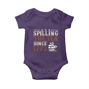 Spilling The Tea Since 1773 Baby Onesie Retro Usa Patriotic 4th of July Party TS10 Purple Print Your Wear