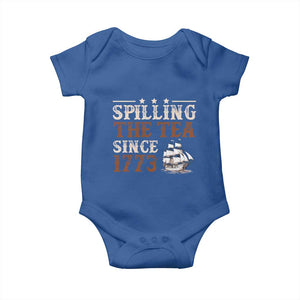 Spilling The Tea Since 1773 Baby Onesie Retro Usa Patriotic 4th of July Party TS10 Royal Blue Print Your Wear