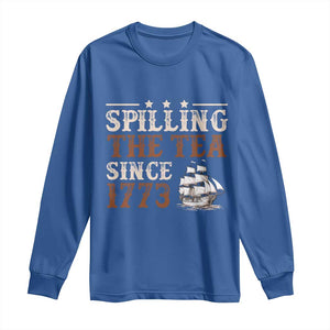 Spilling The Tea Since 1773 Long Sleeve Shirt Retro Usa Patriotic 4th of July Party TS10 Royal Blue Print Your Wear