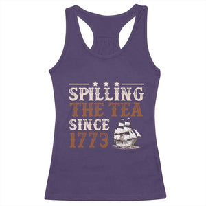 Spilling The Tea Since 1773 Racerback Tank Top Retro Usa Patriotic 4th of July Party TS10 Purple Print Your Wear
