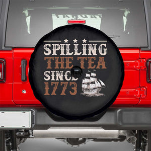 Spilling The Tea Since 1773 Spare Tire Cover Retro Usa Patriotic 4th of July Party TS10 Black Print Your Wear