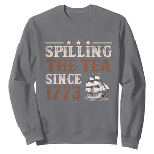 Spilling The Tea Since 1773 Sweatshirt Retro Usa Patriotic 4th of July Party TS10 Charcoal Print Your Wear