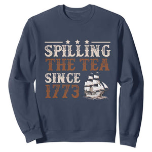 Spilling The Tea Since 1773 Sweatshirt Retro Usa Patriotic 4th of July Party TS10 Navy Print Your Wear