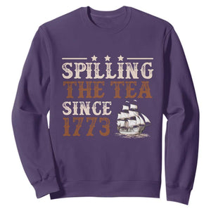 Spilling The Tea Since 1773 Sweatshirt Retro Usa Patriotic 4th of July Party TS10 Purple Print Your Wear