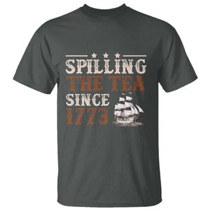 Spilling The Tea Since 1773 T Shirt Retro Usa Patriotic 4th of July Party TS10 Dark Heather Print Your Wear