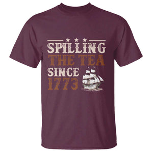 Spilling The Tea Since 1773 T Shirt Retro Usa Patriotic 4th of July Party TS10 Maroon Print Your Wear