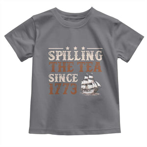 Spilling The Tea Since 1773 Toddler T Shirt Retro Usa Patriotic 4th of July Party TS10 Charcoal Print Your Wear