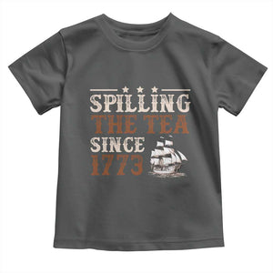 Spilling The Tea Since 1773 Toddler T Shirt Retro Usa Patriotic 4th of July Party TS10 Dark Heather Print Your Wear