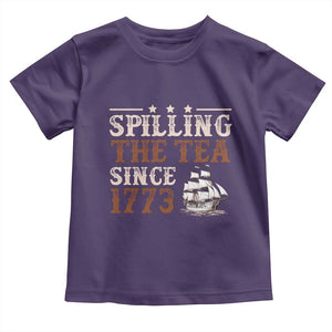 Spilling The Tea Since 1773 Toddler T Shirt Retro Usa Patriotic 4th of July Party TS10 Purple Print Your Wear