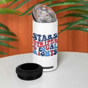 Stars Stripes And Equal Rights 4 in 1 Can Cooler Tumbler Groovy Retro 4th Of July TS10 Print Your Wear