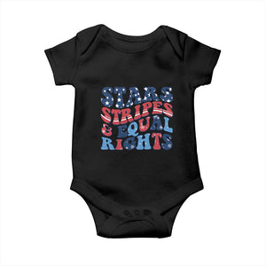 Stars Stripes And Equal Rights Baby Onesie Groovy Retro 4th Of July TS10 Black Print Your Wear