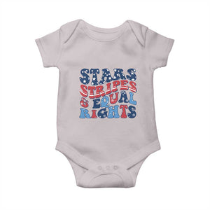 Stars Stripes And Equal Rights Baby Onesie Groovy Retro 4th Of July TS10 Ice Gray Print Your Wear