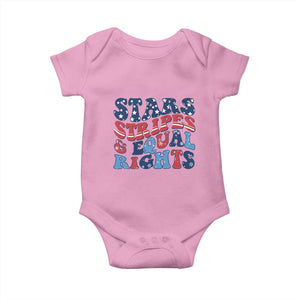 Stars Stripes And Equal Rights Baby Onesie Groovy Retro 4th Of July TS10 Light Pink Print Your Wear