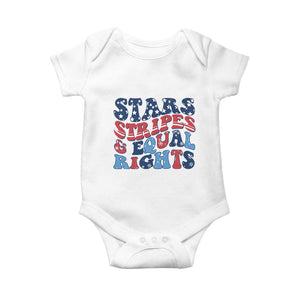 Stars Stripes And Equal Rights Baby Onesie Groovy Retro 4th Of July TS10 White Print Your Wear
