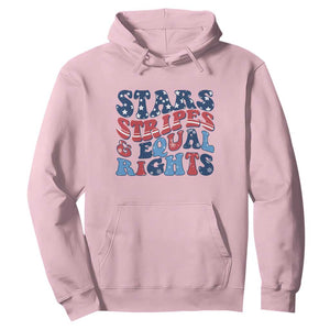 Stars Stripes And Equal Rights Hoodie Groovy Retro 4th Of July TS10 Light Pink Print Your Wear