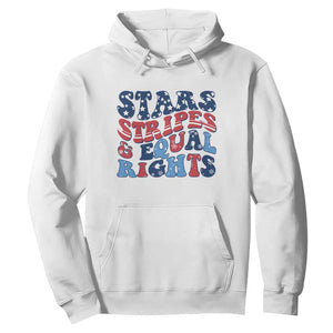 Stars Stripes And Equal Rights Hoodie Groovy Retro 4th Of July TS10 White Print Your Wear