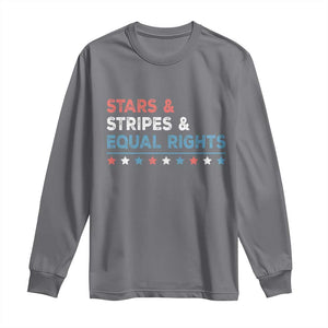 Stars Stripes And Equal Rights Long Sleeve Shirt 4th Of July Women's Rights TS11 Charcoal Print Your Wear