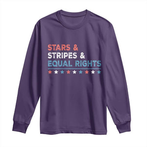 Stars Stripes And Equal Rights Long Sleeve Shirt 4th Of July Women's Rights TS11 Purple Print Your Wear