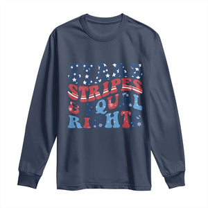 Stars Stripes And Equal Rights Long Sleeve Shirt Groovy Retro 4th Of July TS10 Navy Print Your Wear