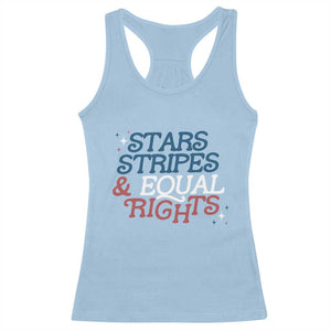 Stars Stripes And Equal Rights Racerback Tank Top 4th Of July Liberal American TS11 Light Blue Print Your Wear