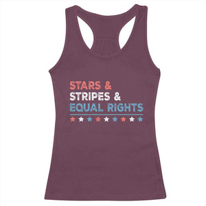 Stars Stripes And Equal Rights Racerback Tank Top 4th Of July Women's Rights TS11 Maroon Print Your Wear