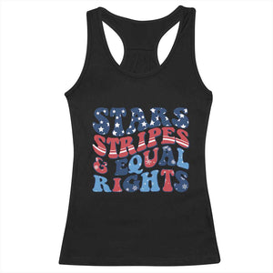 Stars Stripes And Equal Rights Racerback Tank Top Groovy Retro 4th Of July TS10 Black Print Your Wear