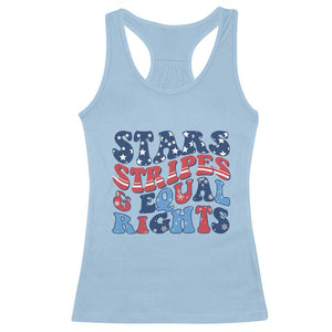 Stars Stripes And Equal Rights Racerback Tank Top Groovy Retro 4th Of July TS10 Light Blue Print Your Wear